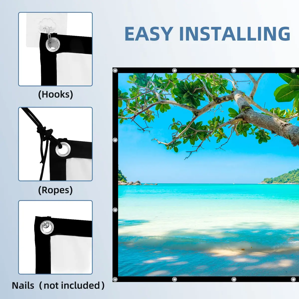 HUANYINGBJB 100-inch Projector Screen 226cm (89") x 127cm (50") | 4K HD Foldable Rear Front Projection Screen - view 3