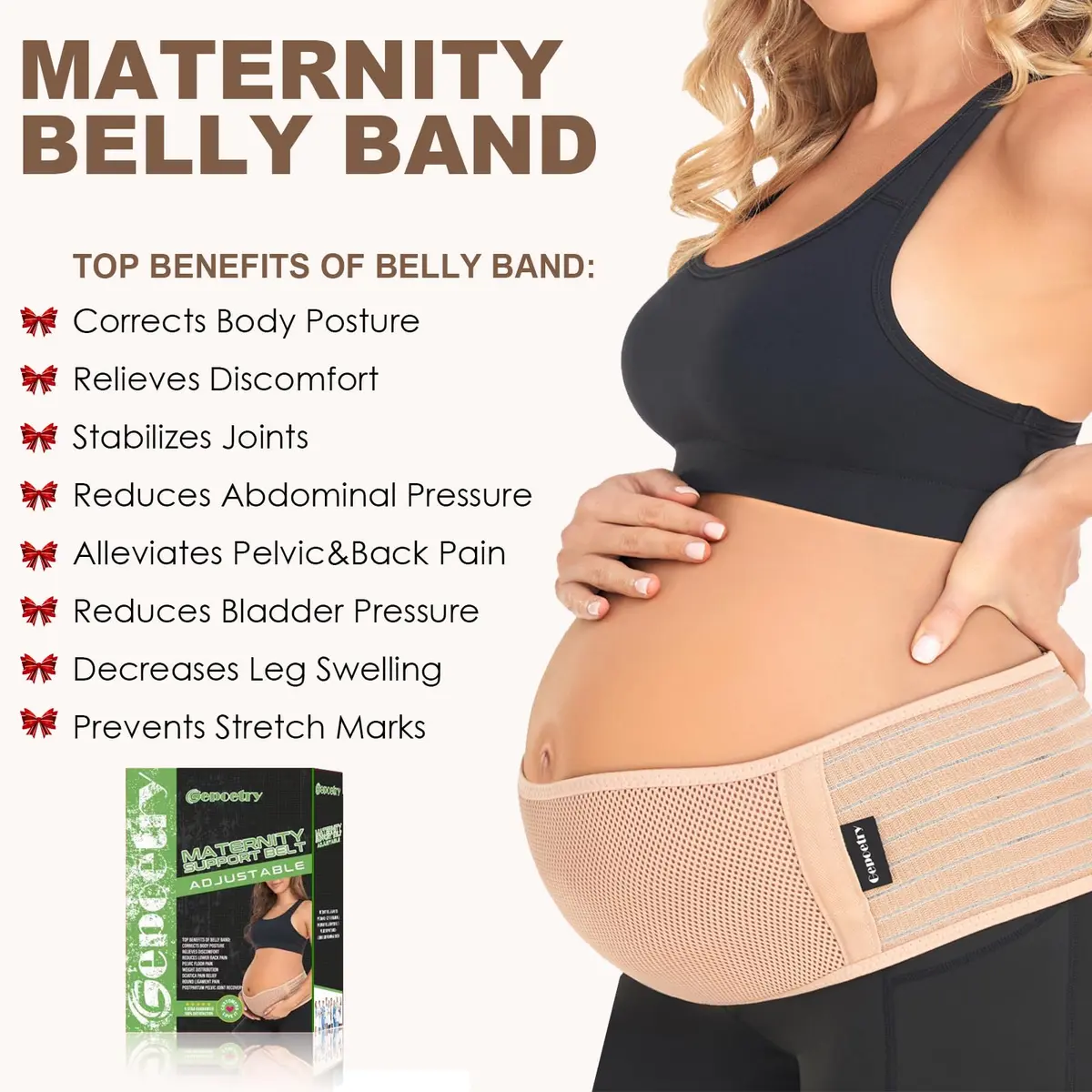 Gepoetry Maternity Belly Band for Pregnant Women Pregnancy Belly Band | Support & Postpartum Relief - view 2