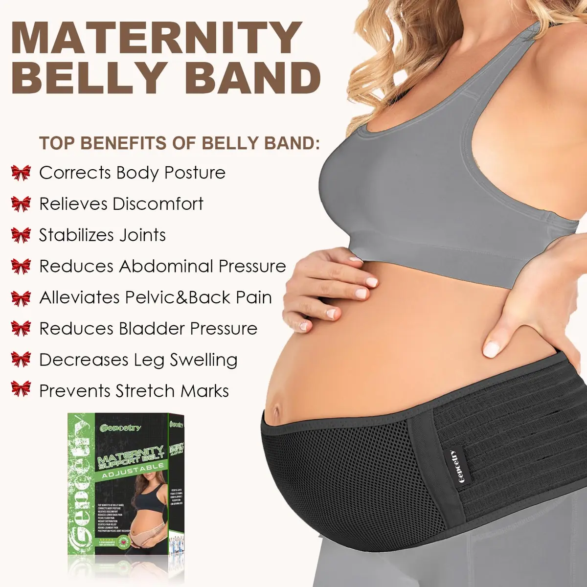 Gepoetry Maternity Belly Band for Pregnant Women | Adjustable Support for All Pregnancy Stages - view 2