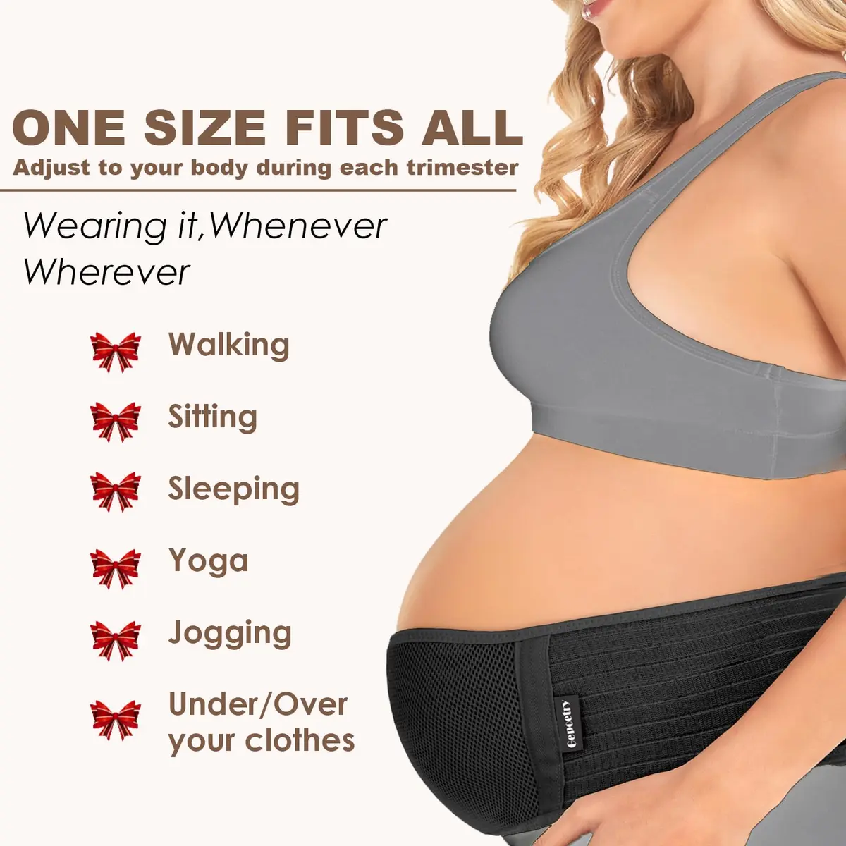 Gepoetry Maternity Belly Band for Pregnant Women | Adjustable Support for All Pregnancy Stages - view 3