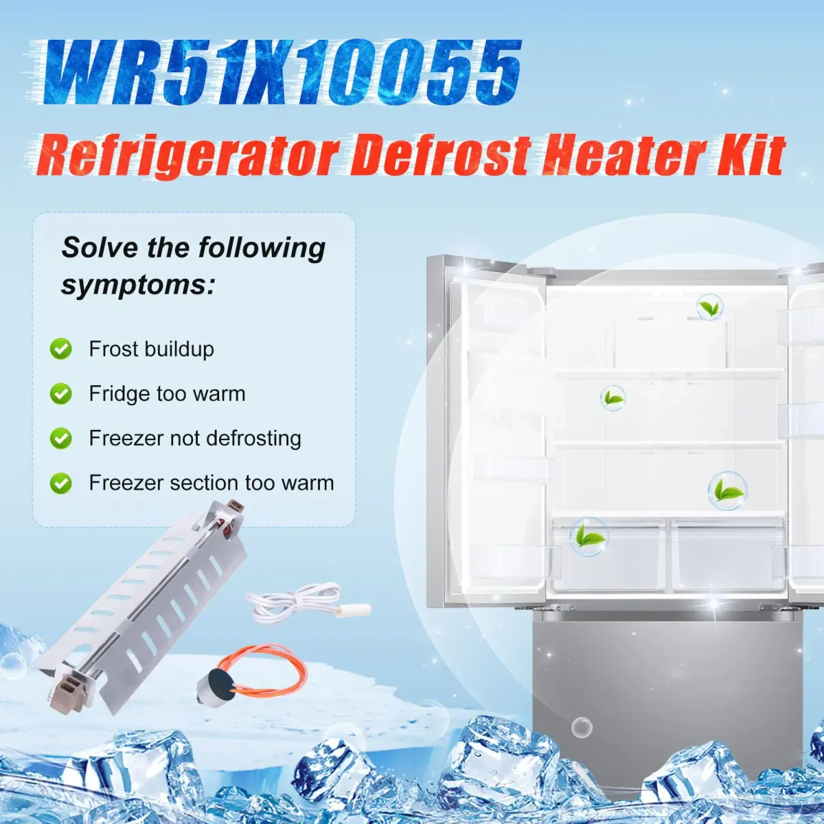 M Motico Refrigerator Defrost Heater Kit WR51X10055, WR55X10025 Sensor, WR50X10068 Thermostat - 2 Pack | Electric Defrost System - view 7