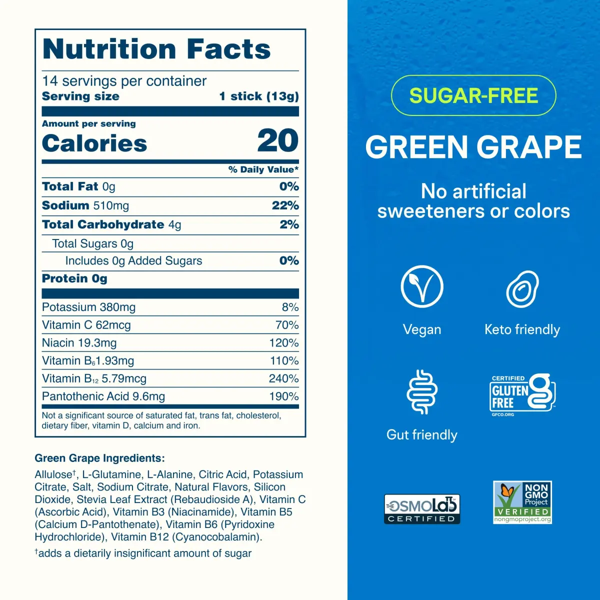 Liquid I.V. Sugar-Free Hydration Electrolytes Green Grape 6.41 oz (182 g) | Clinically Proven Hydration - view 7