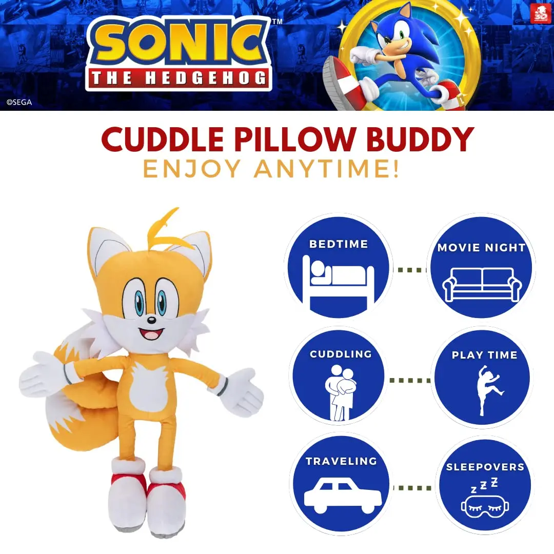 Franco Sonic The Hedgehog Tails Plush Pillow (Official Sega) | Soft Microfiber, 20" - view 2