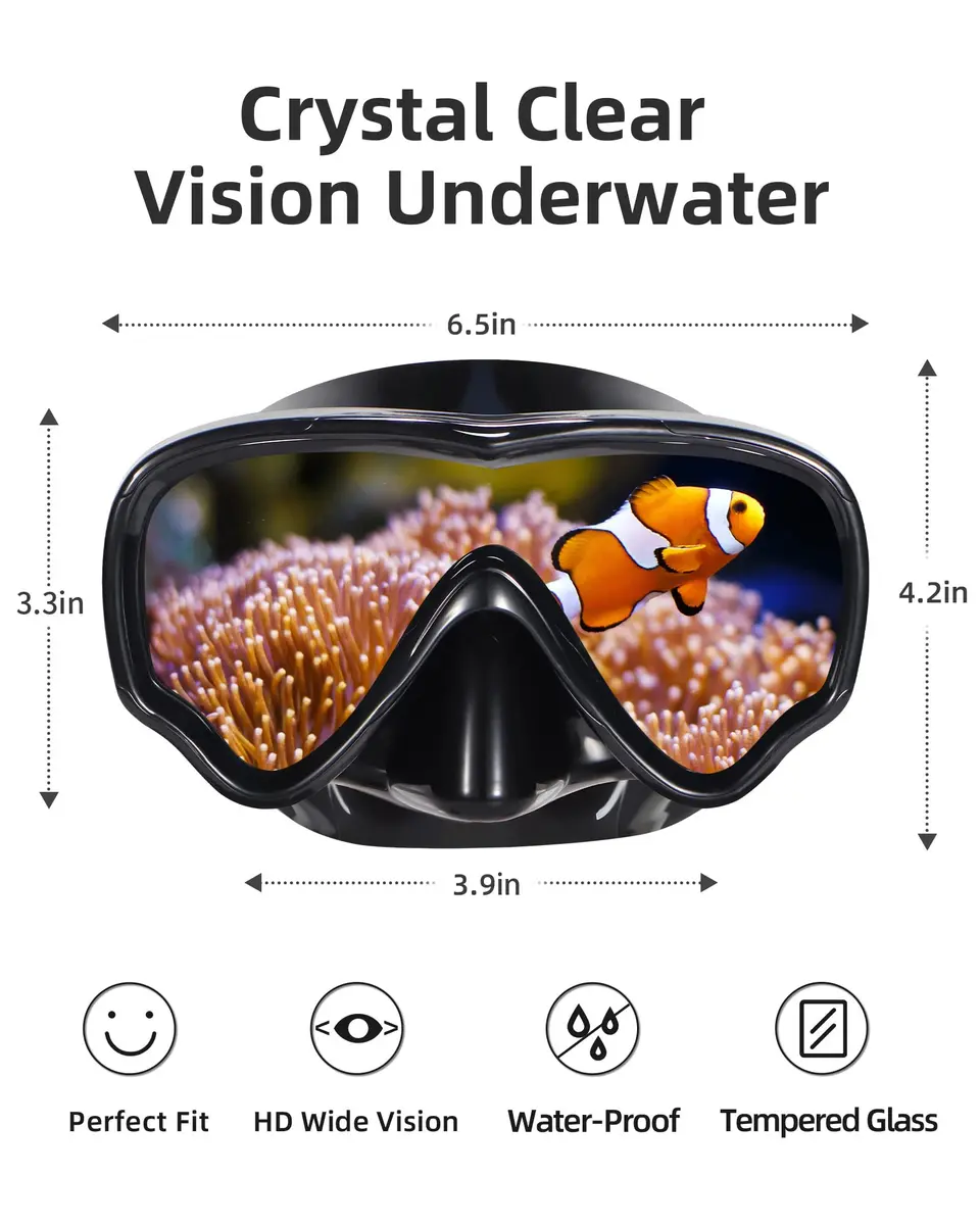 EverSport Adult Swim Goggles with Nose Cover & Clear Wide View Tempered Glass Lens | 180° Panoramic View - view 7