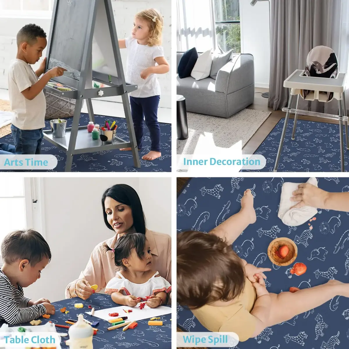 Blissful Diary Baby Splat Mat 128cm (50.4 Inch) | Easy Clean Waterproof Floor Protector for High Chairs & Playtime - view 6