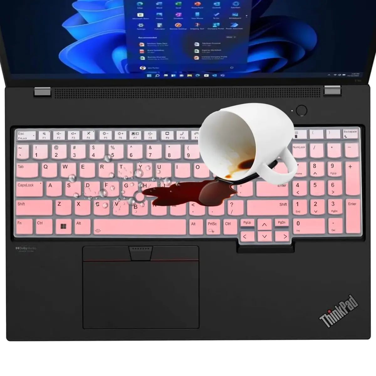 MUBUY-GOL Ombrepink Keyboard Skin for Lenovo ThinkPad T16 P16 E16 16-inch Laptops | US Keyboard Layout - view 7
