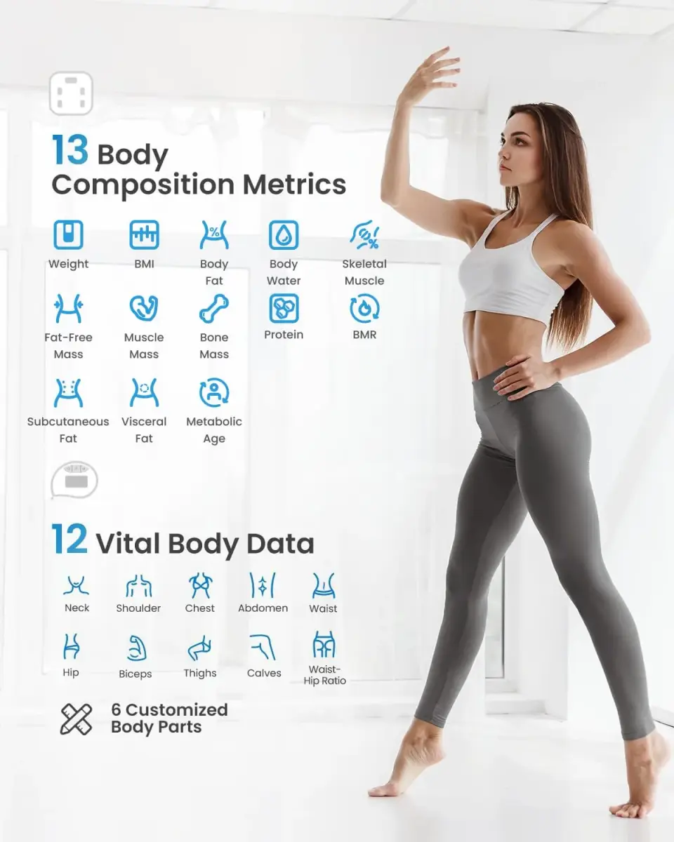 RENPHO Smart Body Fat Scale with Tape Measure 11 inches (280mm) | Accurate BMI & Body Composition Tracking - view 3