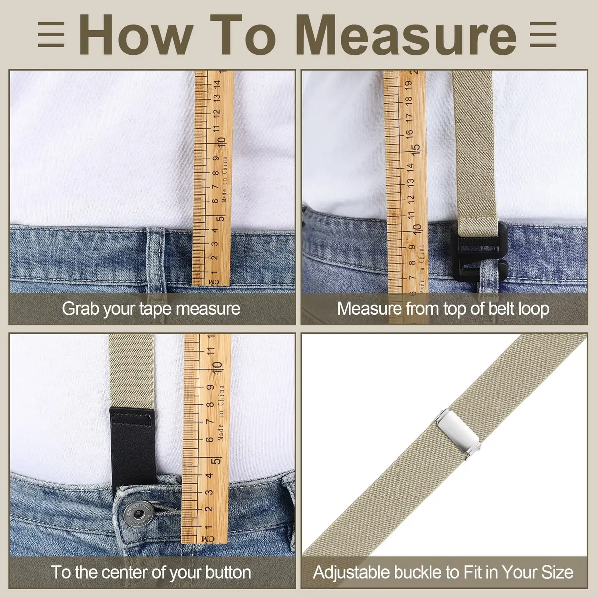 Eurzom Hidden Suspenders for Men Under Clothes Y-Back Beige 2.5cm (1 inch) Width | Airport Friendly Undergarment Use - view 5