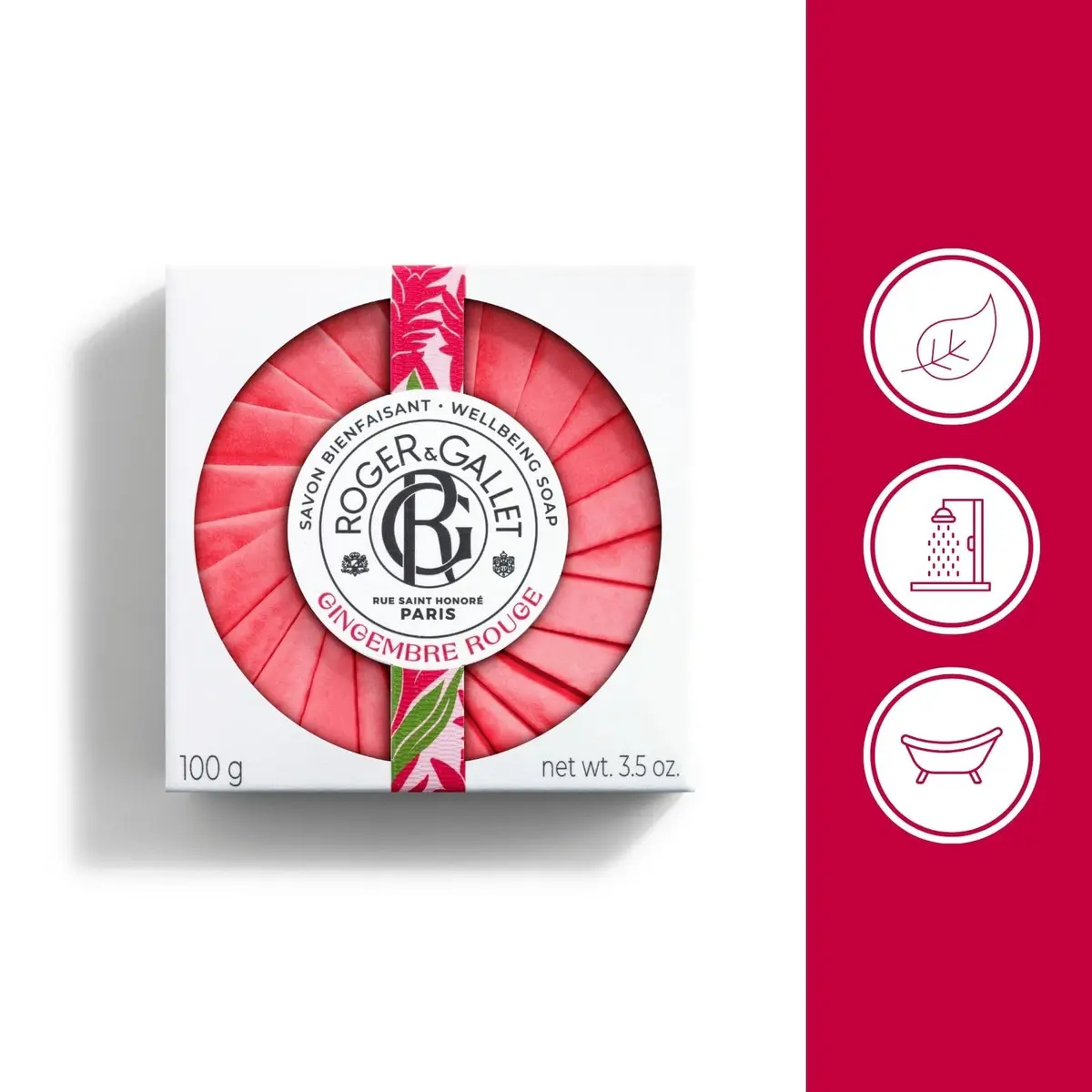 ROGER & GALLET Gingembre Rouge Perfumed Soap 3.5 oz | French Craftsmanship & Citrus Fragrance - view 2