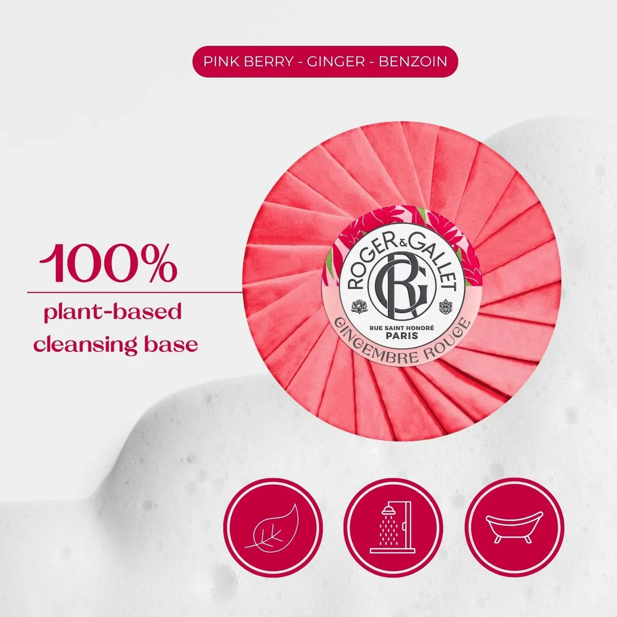ROGER & GALLET Gingembre Rouge Perfumed Soap 3.5 oz | French Craftsmanship & Citrus Fragrance - view 3