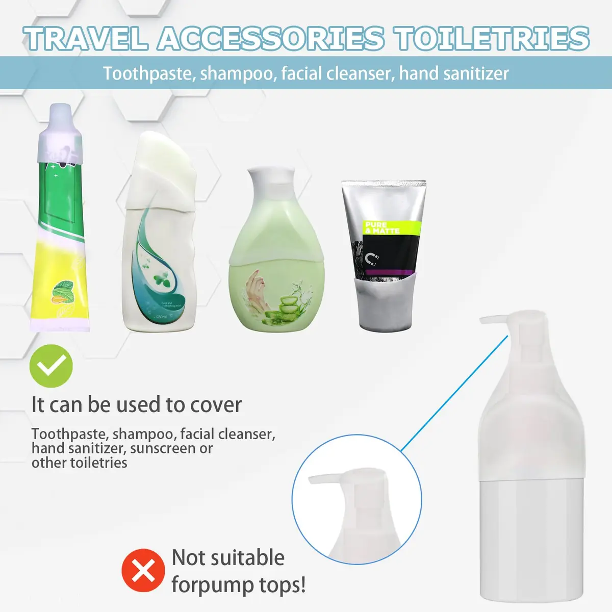 TRANOMOS Silicone Bottle Cover 32 Pack | Leak Proof Travel Toiletries Essential for Women Men - view 2