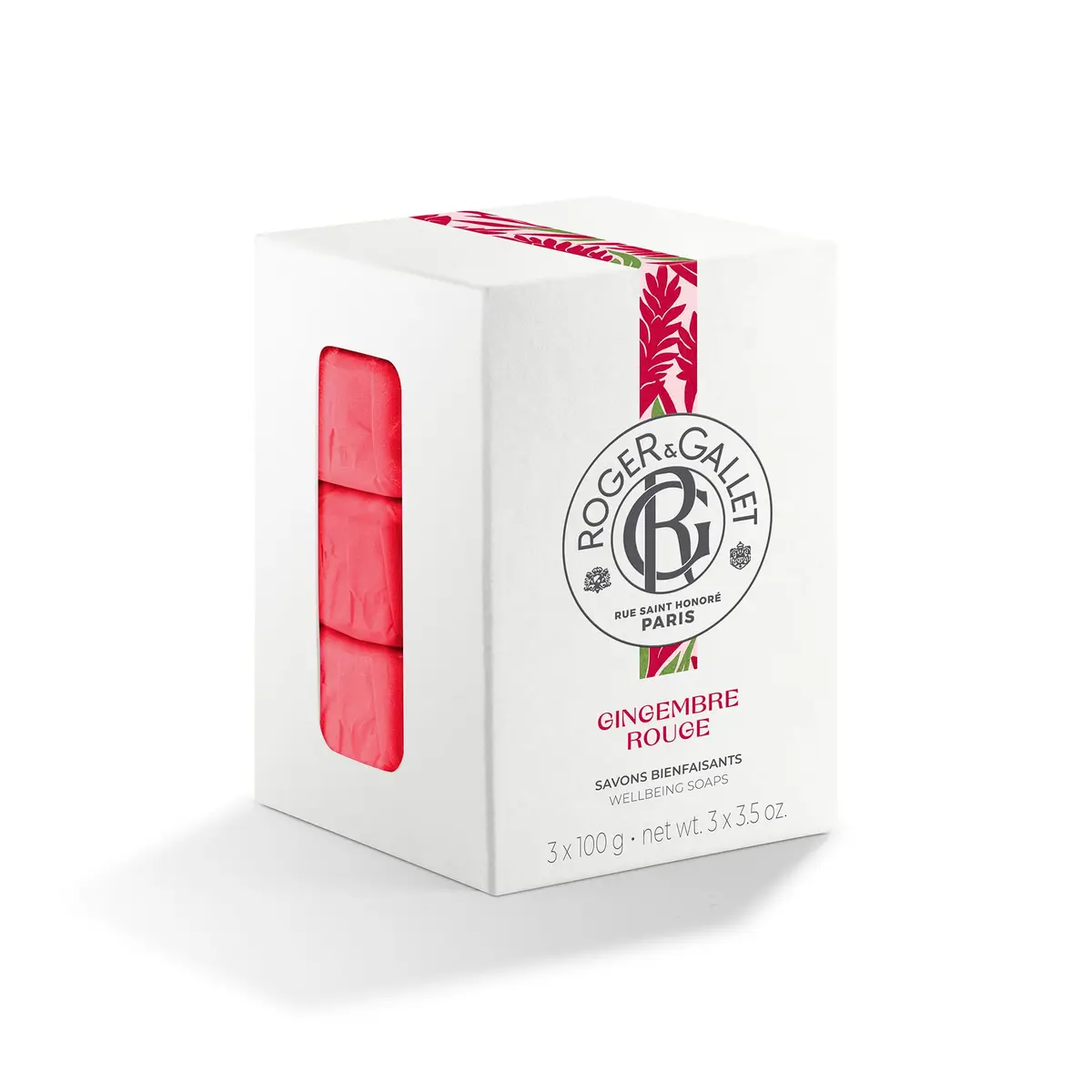 ROGER & GALLET Gingembre Rouge Perfumed Soap 3.5 oz | French craftsmanship, citrus aroma, luxurious foam - main product image