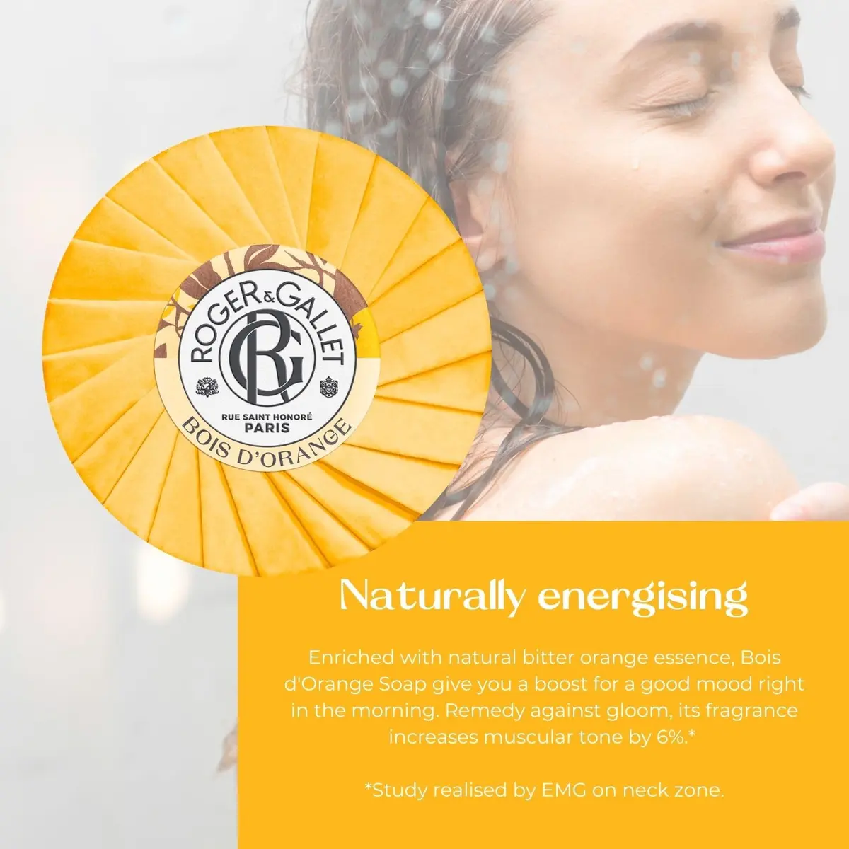 ROGER & GALLET Bois d'Orange Perfumed Soap, 100 g | French craftsmanship, natural ingredients, citrus aroma - view 5