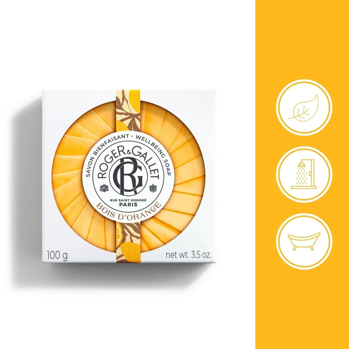 ROGER & GALLET Bois d'Orange Perfumed Soap, 100 g | French craftsmanship, natural ingredients, citrus aroma - view 2