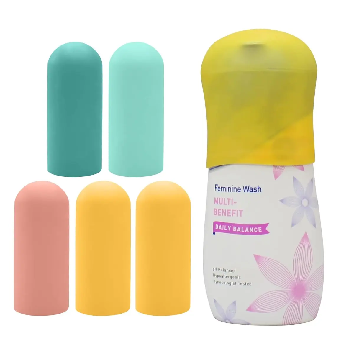 TRANOMOS 5 Pack Silicone Bottle Covers Travel Essentials for Women Men, Leak Proofing, Beach Vacation Must Haves, Travel Size Toiletries Accessories - main product image