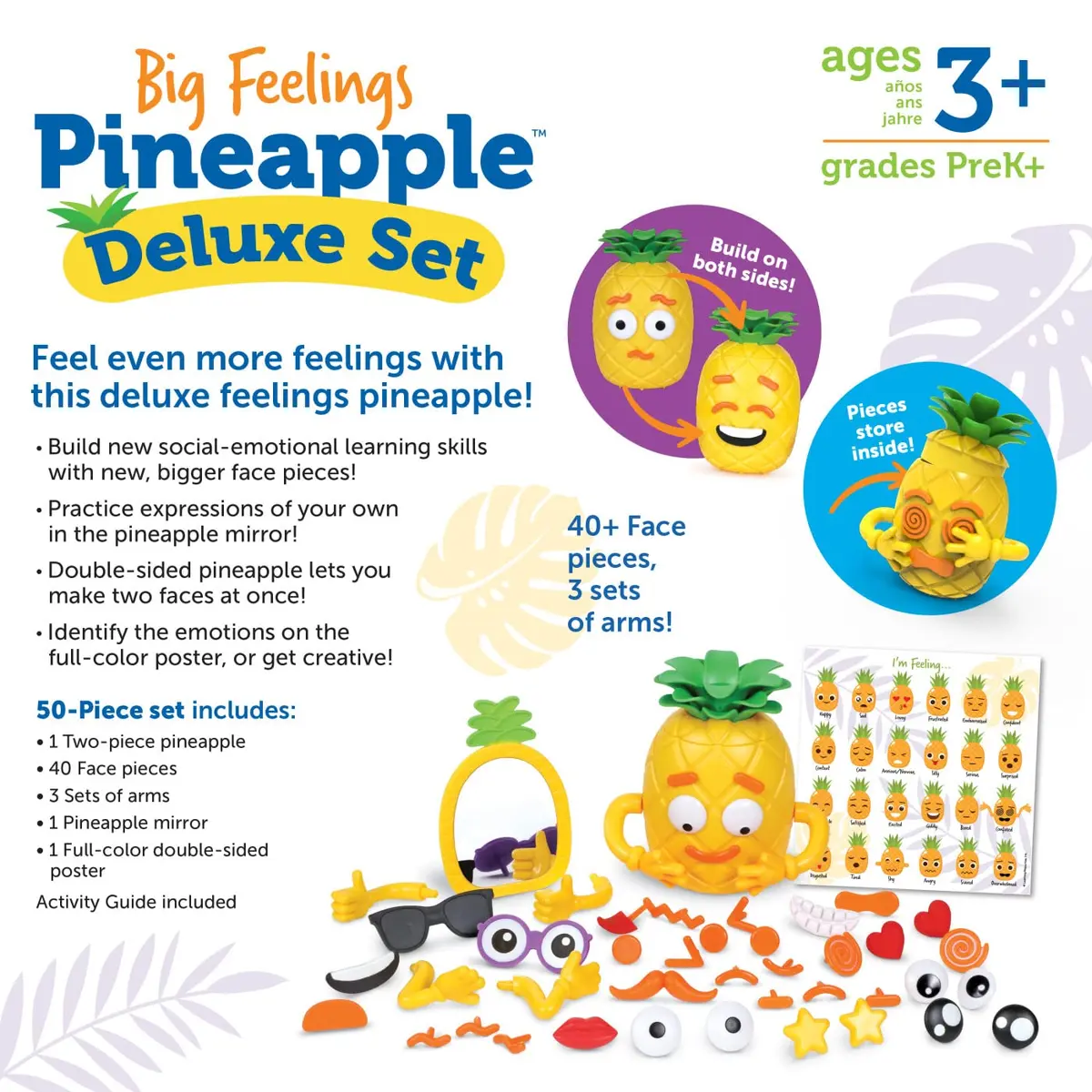 Learning Resources Big Feelings Pineapple Deluxe Set with 40 Face Pieces & Poster | Ages 3+ - view 4