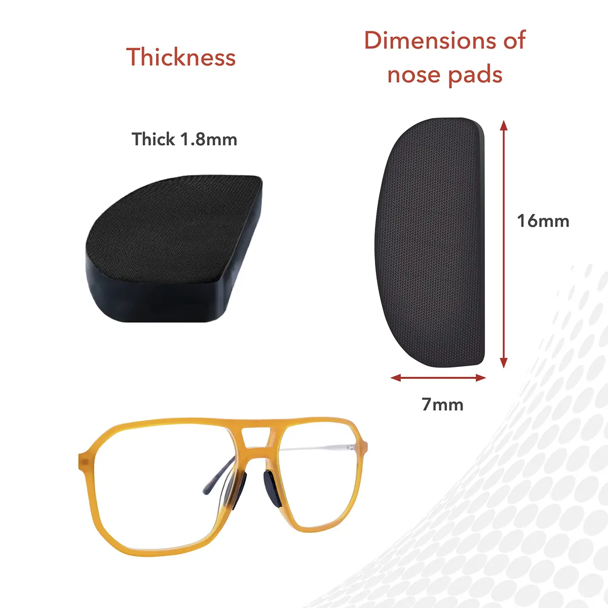 Setex Gecko Grip Thick 1.8mm Anti Slip Nose Pads for Glasses, 15 Pair Black | Dry Adhesive Grip for Sweaty & Oily Skin - view 4