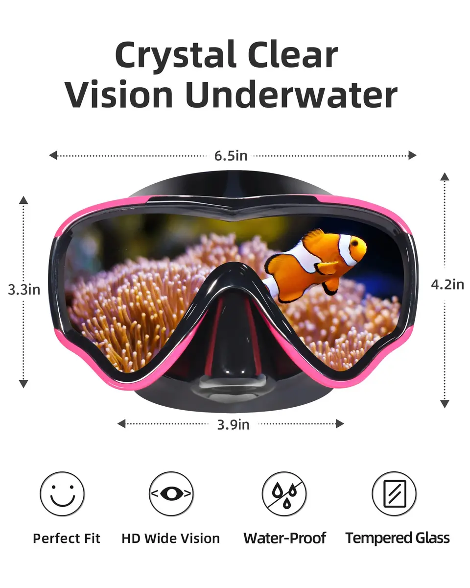 EverSport Adult Swimming Goggles with Nose Cover & Clear Wide View Tempered Glass Lens | Anti-Fog, No Leak - view 7