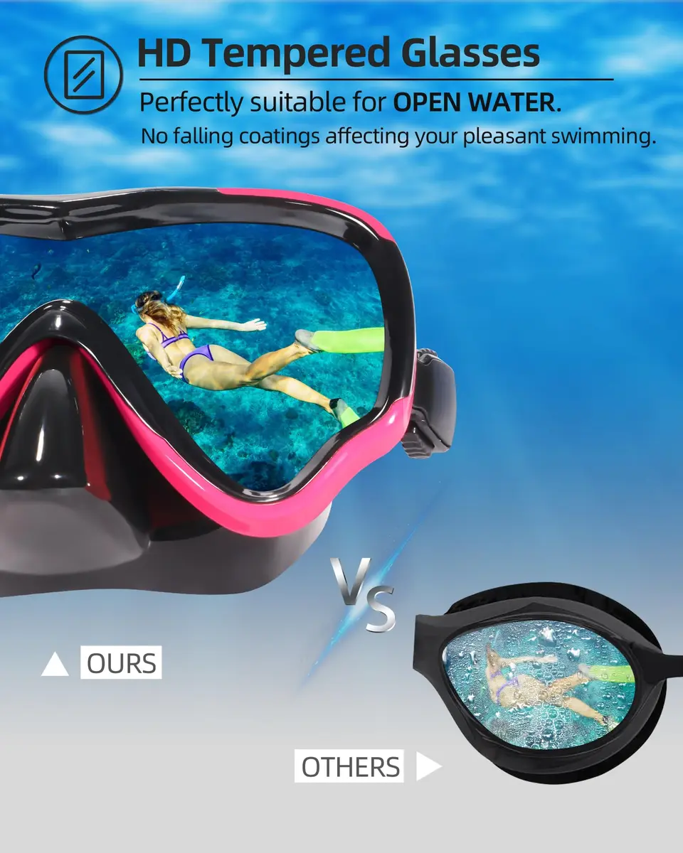 EverSport Adult Swimming Goggles with Nose Cover & Clear Wide View Tempered Glass Lens | Anti-Fog, No Leak - view 4
