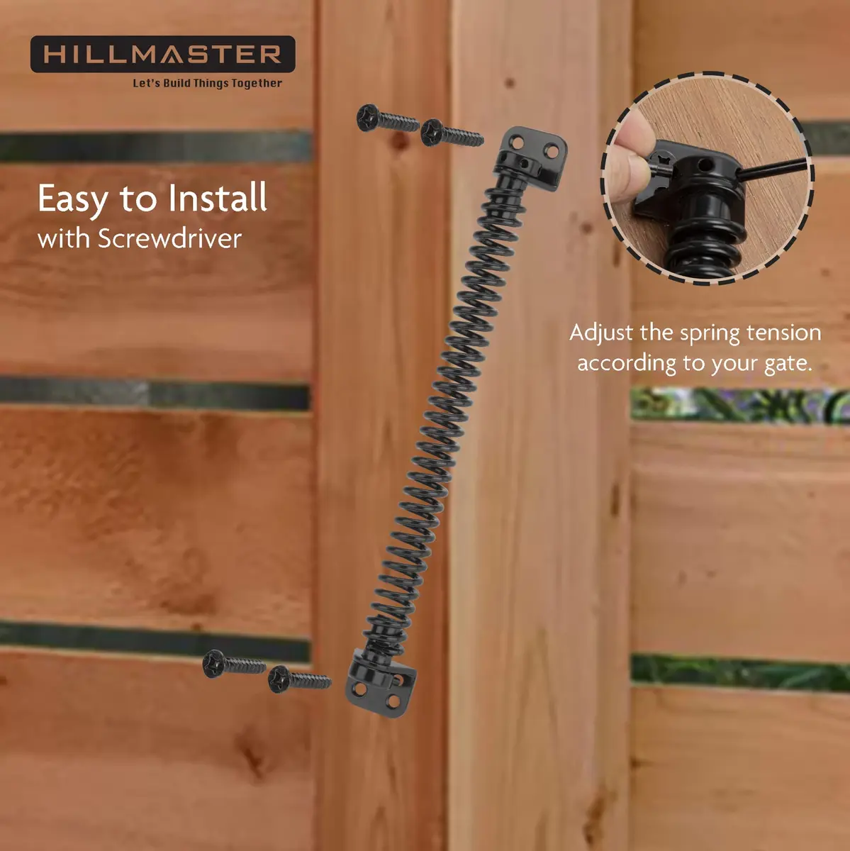 HILLMASTER 12" Self Closing Gate Spring with Adjustable Tool | Black Finish - view 3