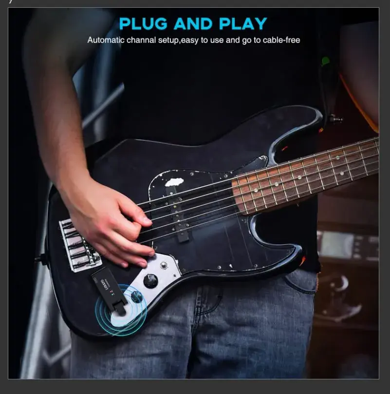 LEKATO WS-100 Wireless Guitar System with Charging Case, 4-Channel 2.4GHz Transmitter Receiver | <6.7ms Latency, 100ft Range - view 7