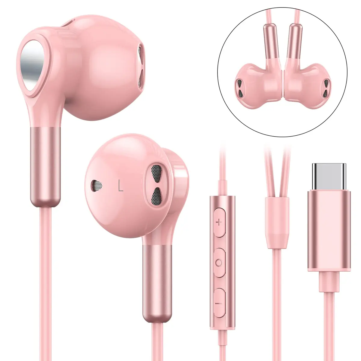 BENEWY USB C Headphones for Samsung Galaxy S26 S25 S24 S23 S22 S21 S20 A56 A17 A16 | Wired USB C Earbuds with Mic & Volume Control - view 2