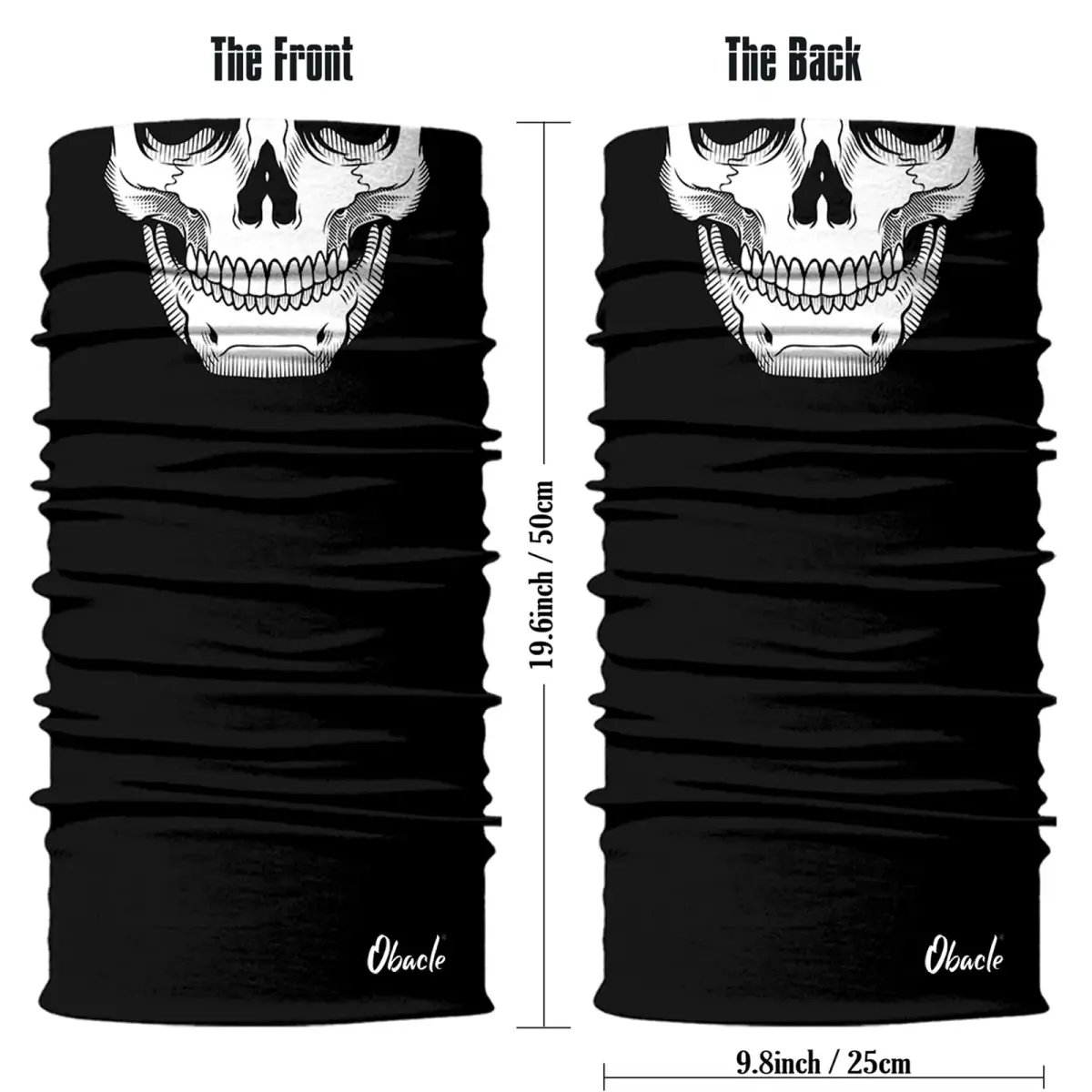 Obacle Skull White Face Mask with Black Nose Teeth - Seamless 3D Tube Bandana for Men & Women - view 3