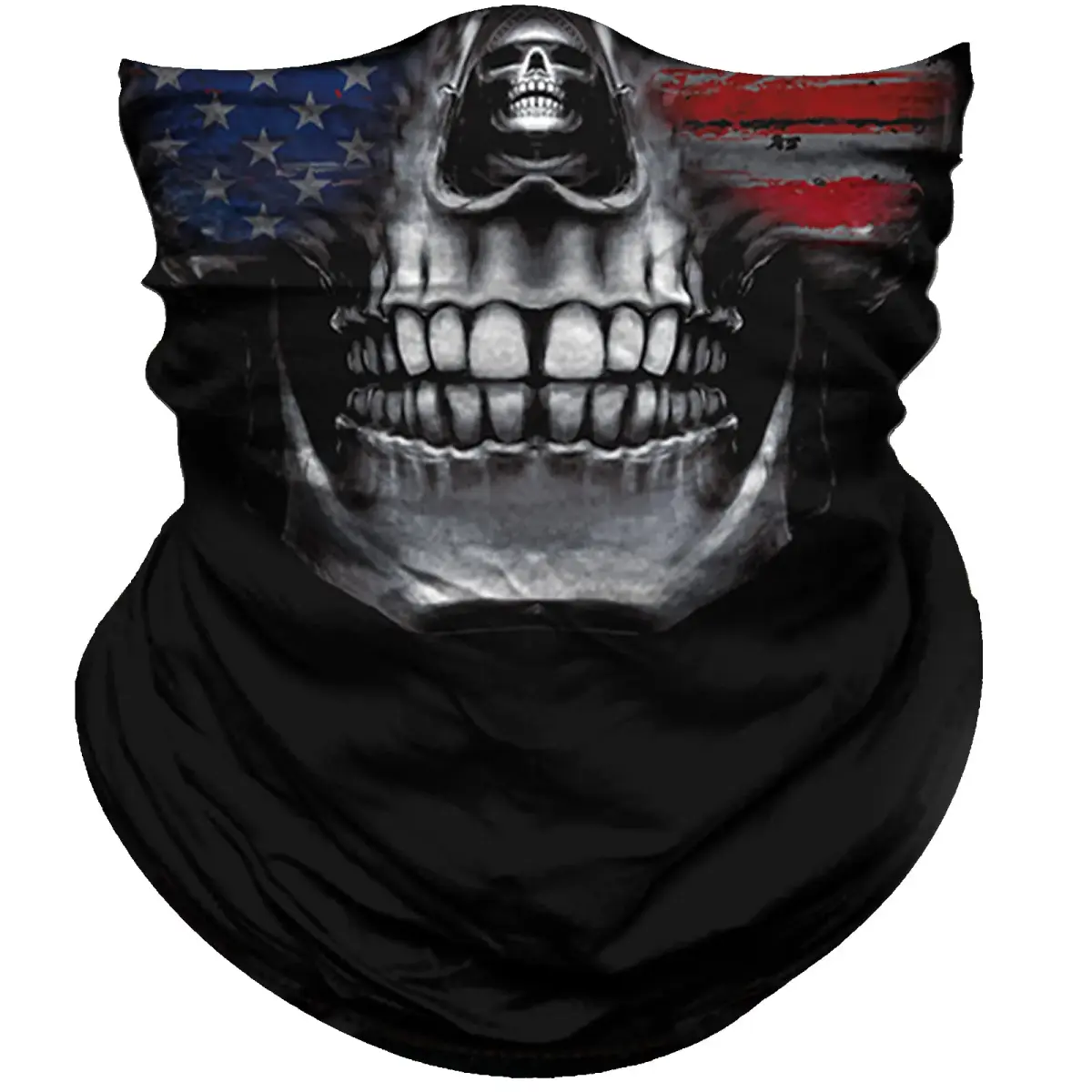 Obacle Skull Flag Face Mask - Blue Red Skull Design for Dust, Wind & UV Protection - main product image