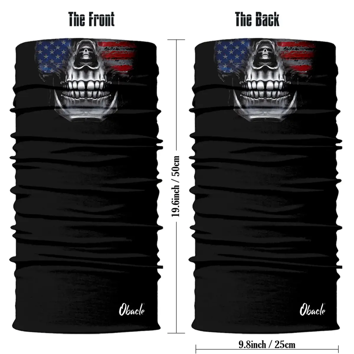 Obacle Skull Flag Face Mask - Blue Red Skull Design for Dust, Wind & UV Protection - view 2