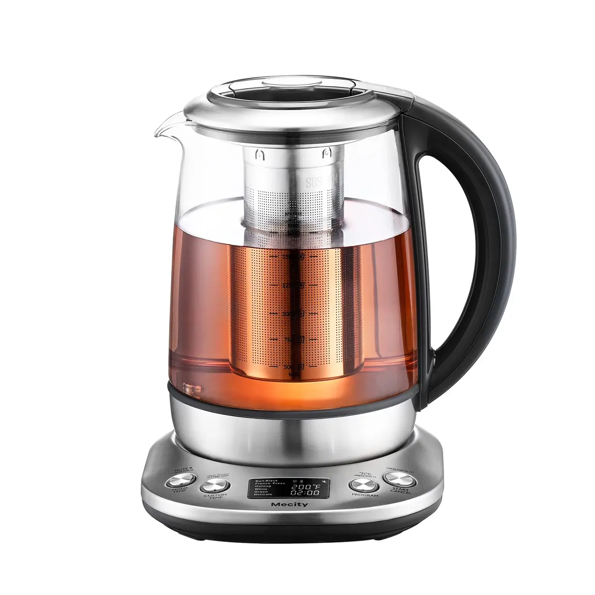 Mecity Electric Tea Kettle Borosilicate Glass Tea Maker 1.7L (57 oz) | Temperature Control with Infuser & LCD Display - main product image