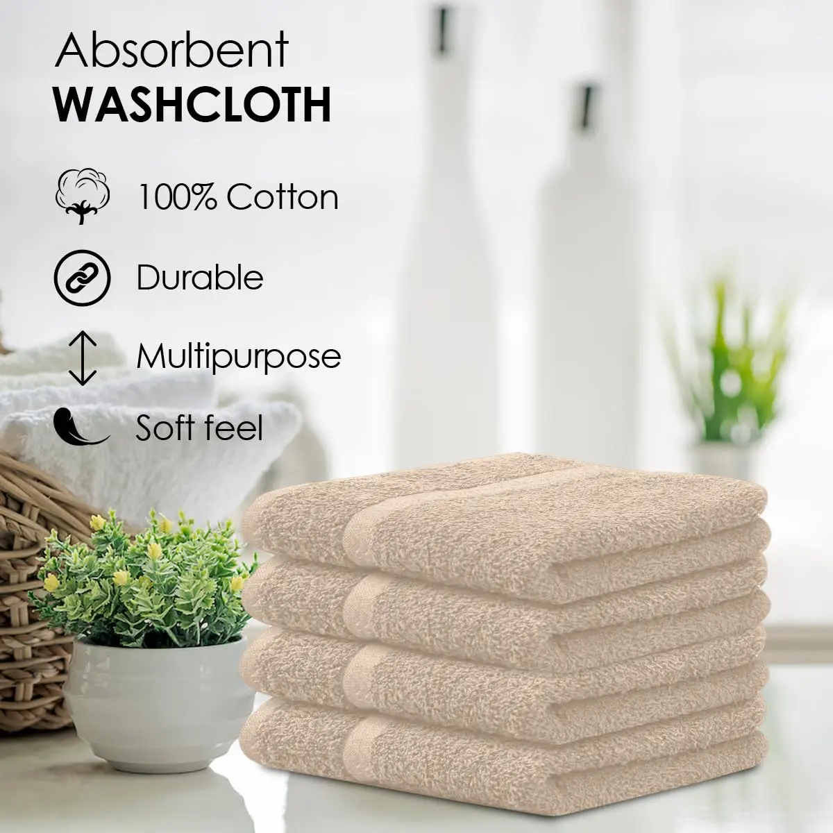 Avalon Towels Cotton Washcloths 12x12 Inches Pack of 60 | Soft & Absorbent Face Towels for Home & Spa - view 7