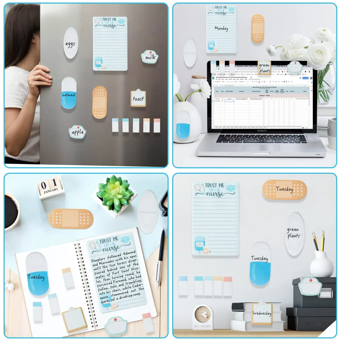 Xqumoi Nurse Sticky Notes Set, 550 Sheets, Cute Cartoon Medical Supplies Memo Pads Bundle | Ideal for Nursing Students & Hospital Staff - view 5