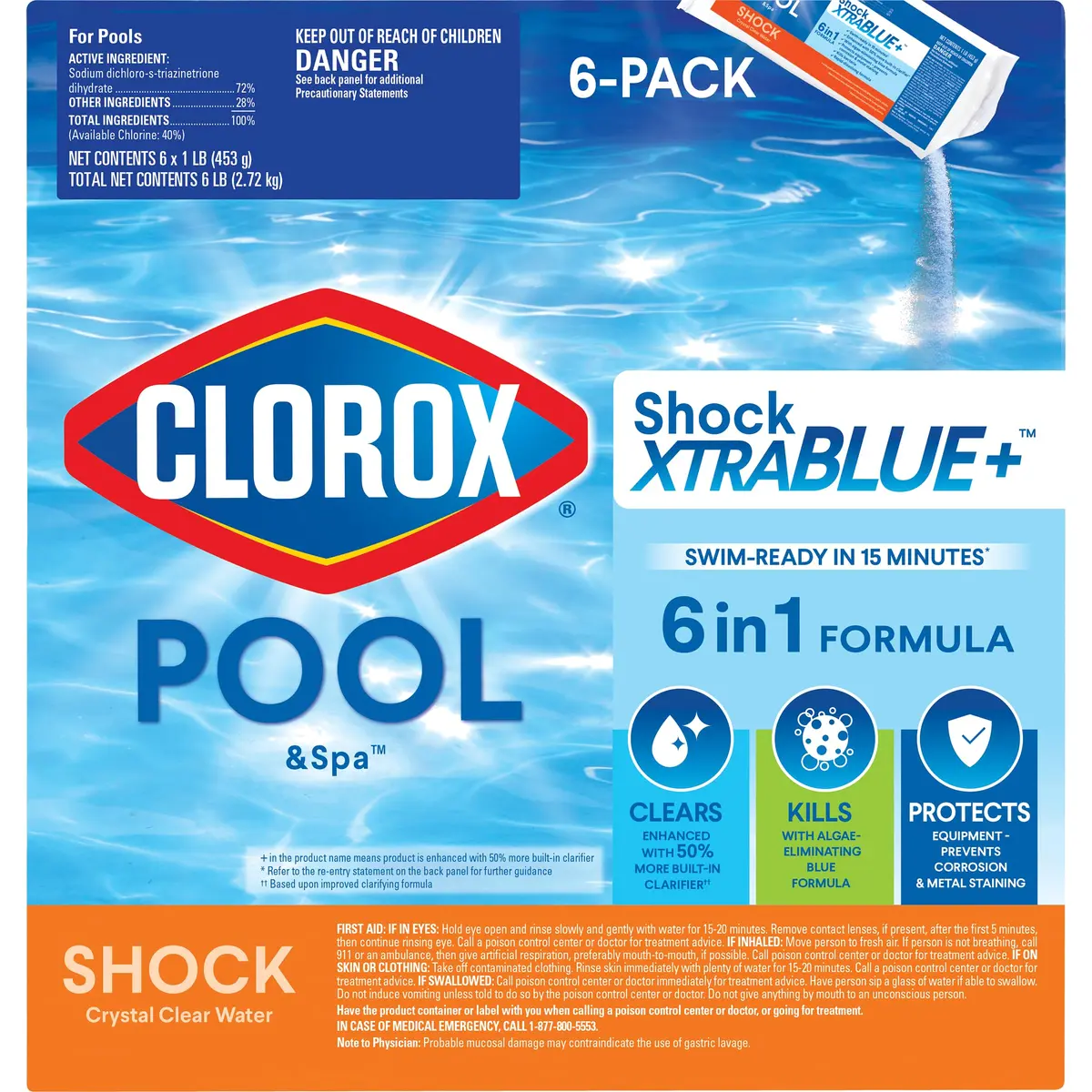 Clorox Pool&Spa Shock XtraBlue2 12-Pack | Kills Bacteria & Algae, Swim-Ready in 15 Minutes - main product image