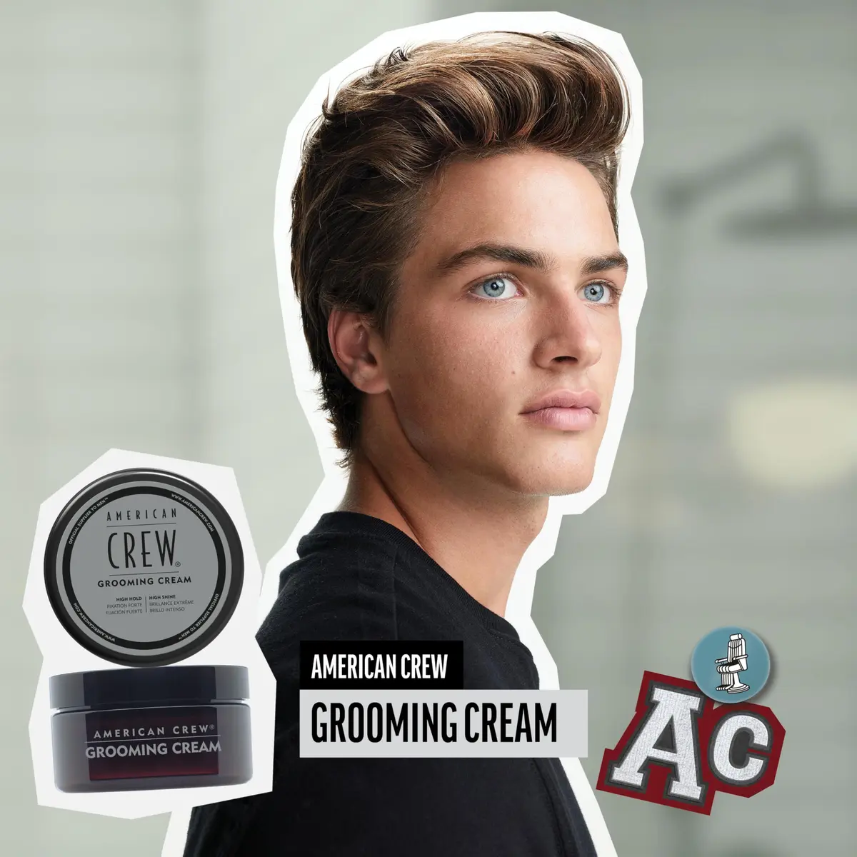 American Crew Men's Grooming Cream High Hold High Shine 85g (3 oz) | Styles Hair with Moisture Repelling Formula - view 2