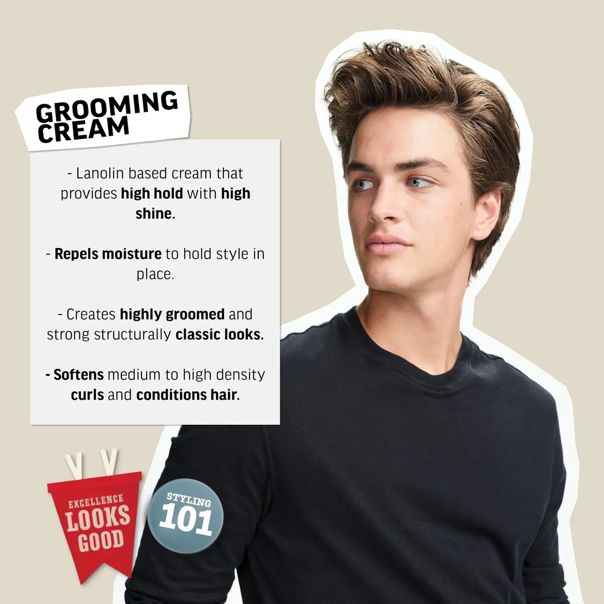 American Crew Men's Grooming Cream High Hold High Shine 85g (3 oz) | Styles Hair with Moisture Repelling Formula - view 3