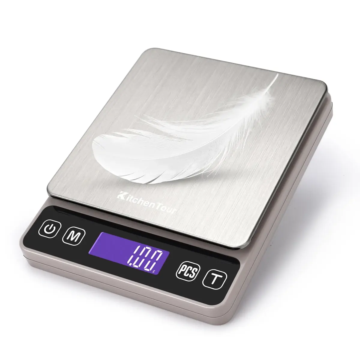 K KitchenTour Grey 500g/0.01g Digital Kitchen Scale | Precision Weighing for Cooking & Ingredients - main product image