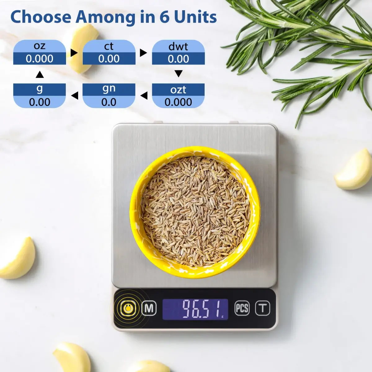 K KitchenTour Grey 500g/0.01g Digital Kitchen Scale | Precision Weighing for Cooking & Ingredients - view 3