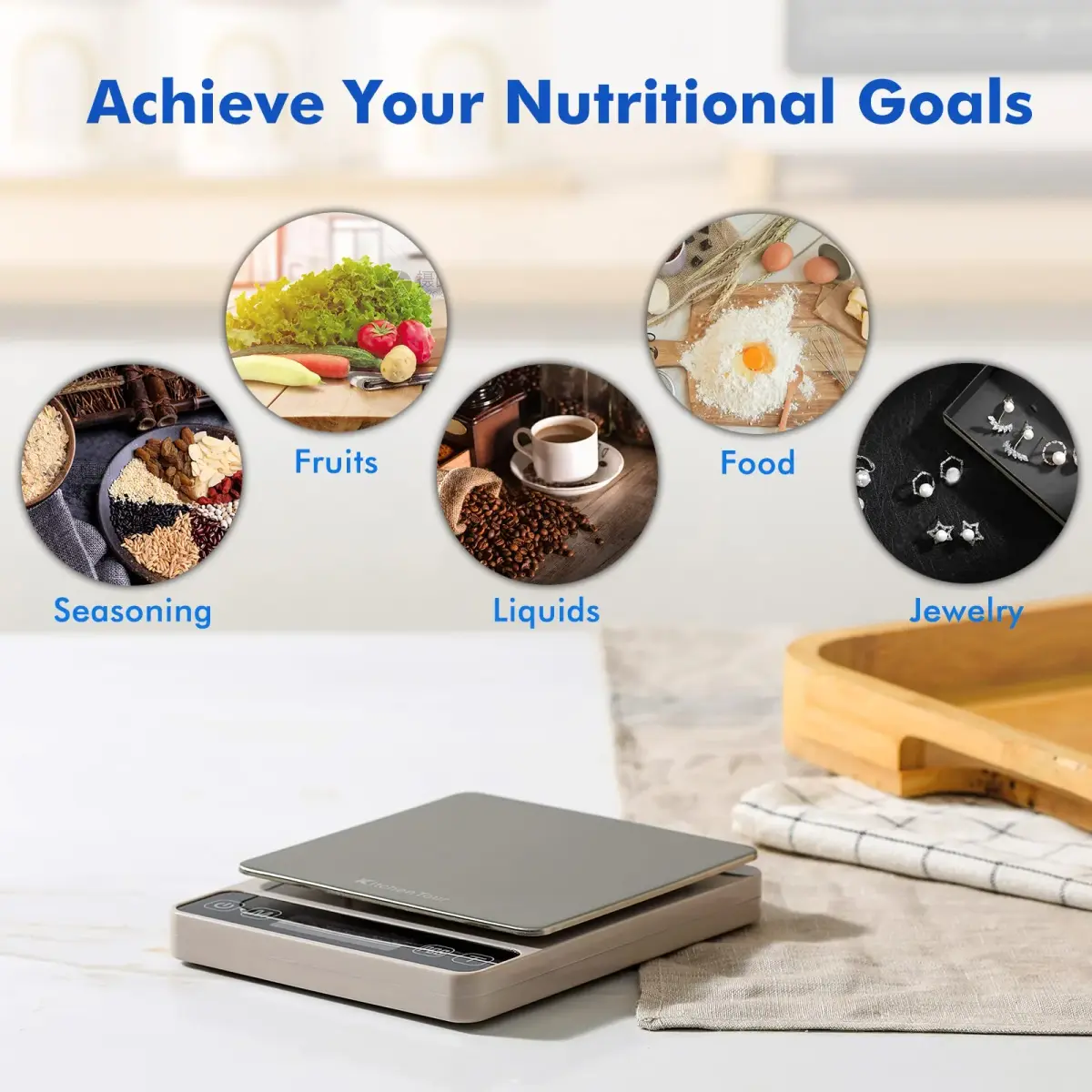 K KitchenTour Grey 500g/0.01g Digital Kitchen Scale | Precision Weighing for Cooking & Ingredients - view 4