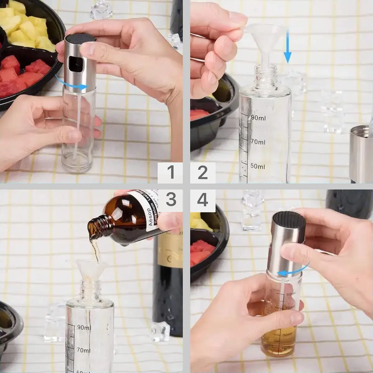 FINECE Oil Sprayer for Cooking 100ml | Stainless Steel & Glass Oil Mister for Air Fryers - view 9