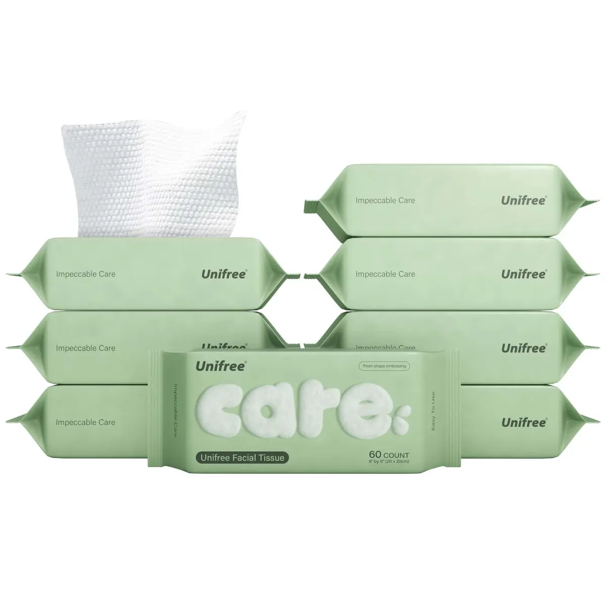 UNIFREE Facial Tissues I Dry Wipes I Makeup Remover 480 Sheets | Biodegradable, Soft & Strong - main product image