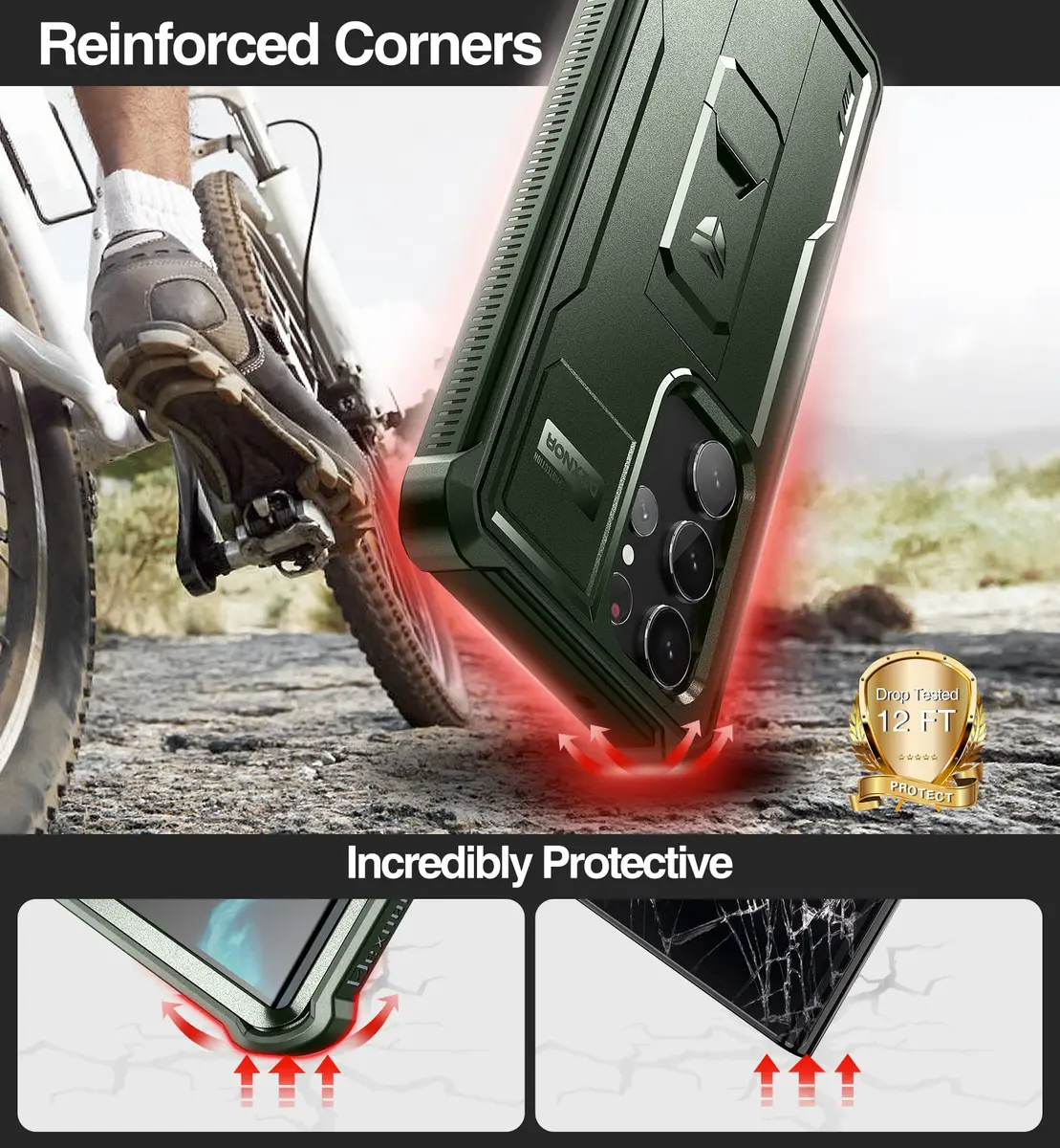Dexnor Full Body Case for Samsung Galaxy S23 Ultra 5G/6.8 inches | Military Grade Protection with Built-in Screen Protector & Kickstand - view 3