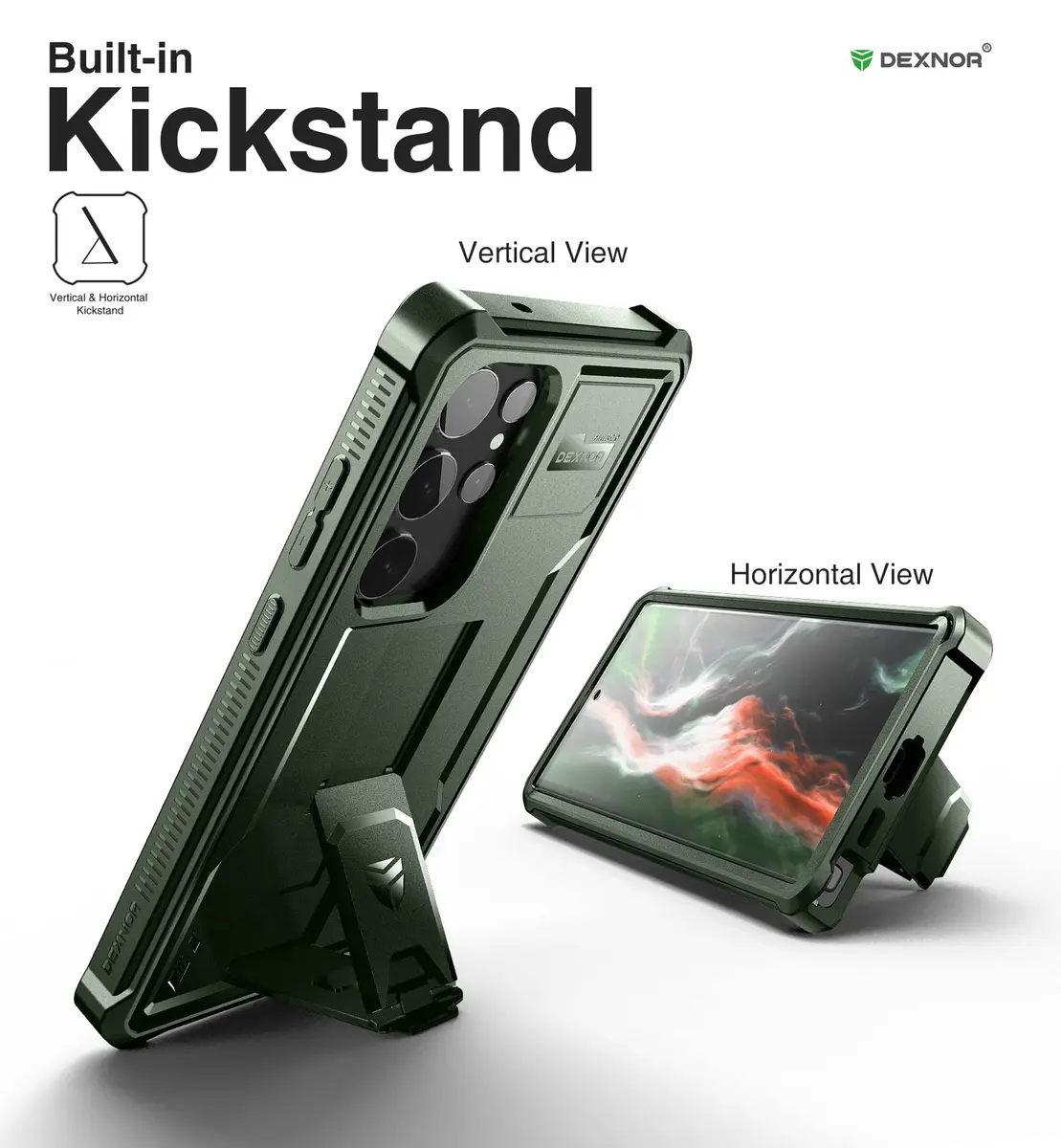 Dexnor Full Body Case for Samsung Galaxy S23 Ultra 5G/6.8 inches | Military Grade Protection with Built-in Screen Protector & Kickstand - view 4