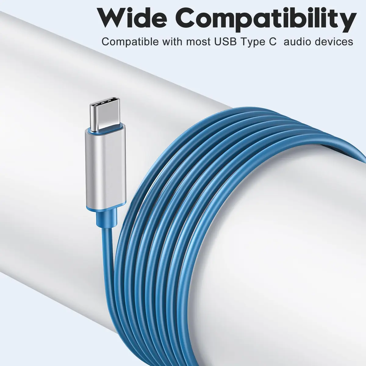 BENEWY Wired USB C Headphones with Mic & Volume Control, 1.2m Tangle-Free Cable, 14.2mm Dynamic Drivers | Blue - view 5