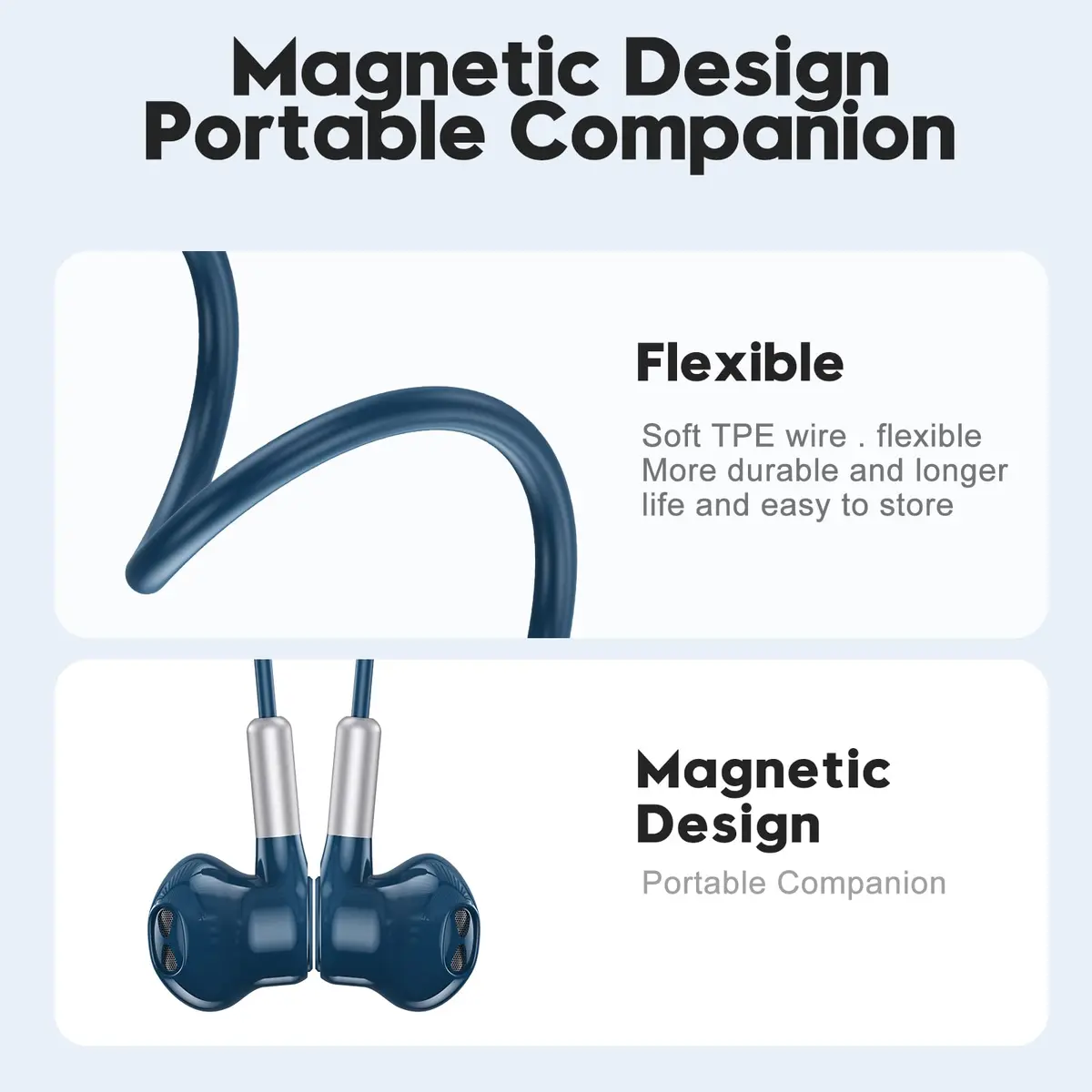 BENEWY Wired USB C Headphones with Mic & Volume Control, 1.2m Tangle-Free Cable, 14.2mm Dynamic Drivers | Blue - view 6