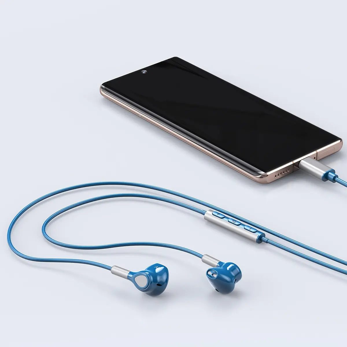 BENEWY Wired USB C Headphones with Mic & Volume Control, 1.2m Tangle-Free Cable, 14.2mm Dynamic Drivers | Blue - view 7