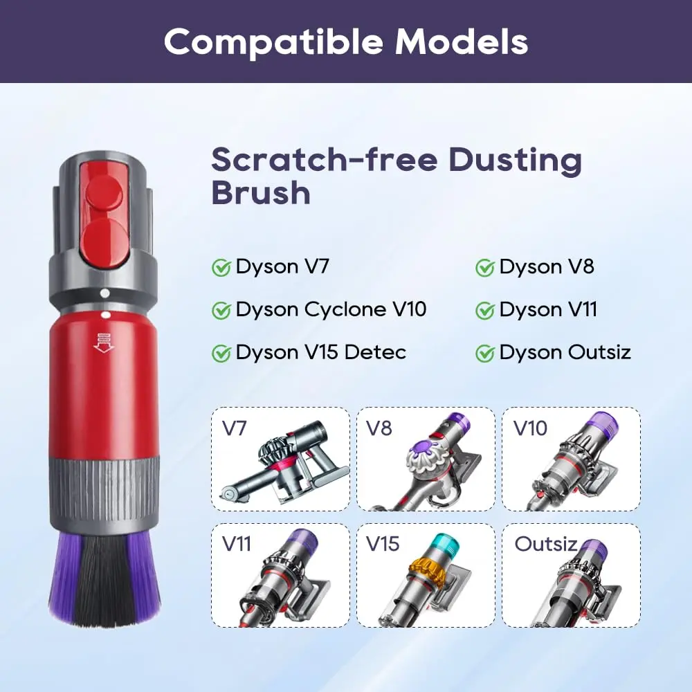 SONGRUI Scratch-Free Dusting Brush for Dyson V7 V8 V10 V11 V12 V15, 18.5 cm (7.3 in) Soft PBT Bristle Attachment - view 2