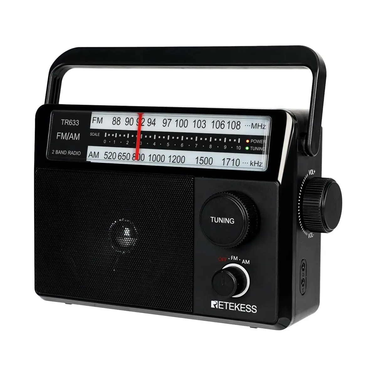 Retekess TR633 AM FM Radio Portable with Best Reception, Wall Plug & External Antenna (Medium, Black) - main product image