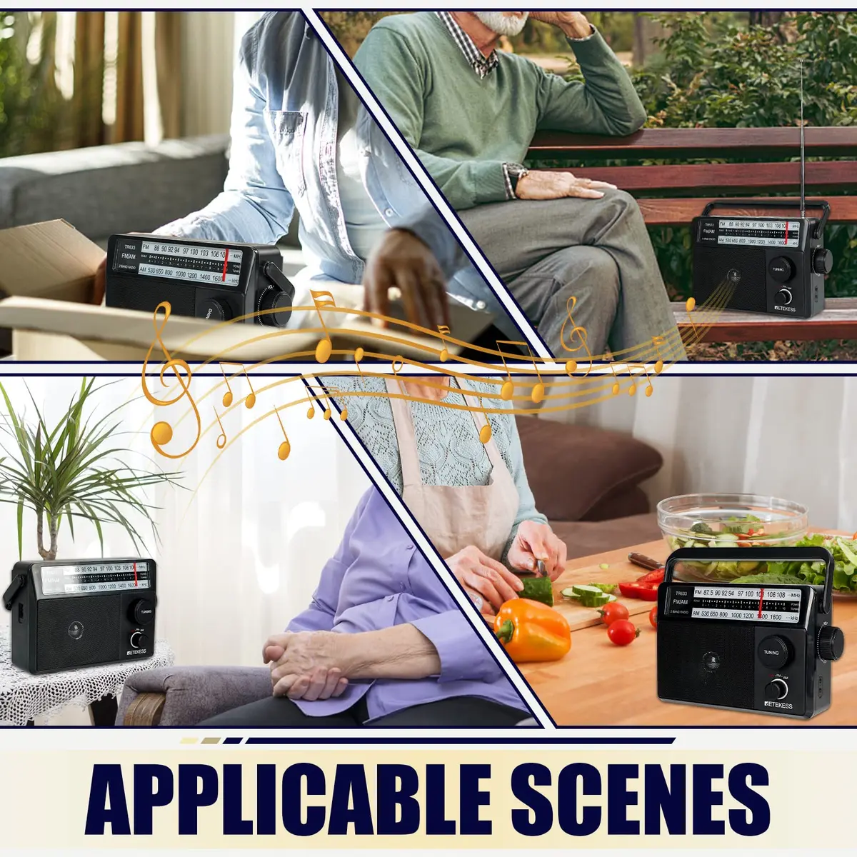 Retekess TR633 AM FM Radio Portable with Best Reception, Wall Plug & External Antenna (Medium, Black) - view 9