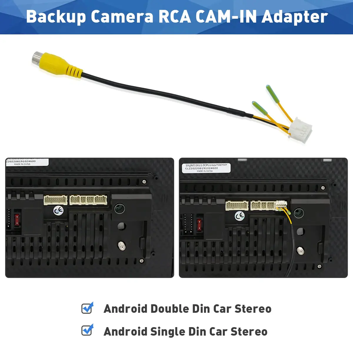 Fiegromech 10Pin Android Car Stereo RCA Plug Harness 18.5 cm (7.28 inches) | Plug and Play Backup Camera Adapter - view 2