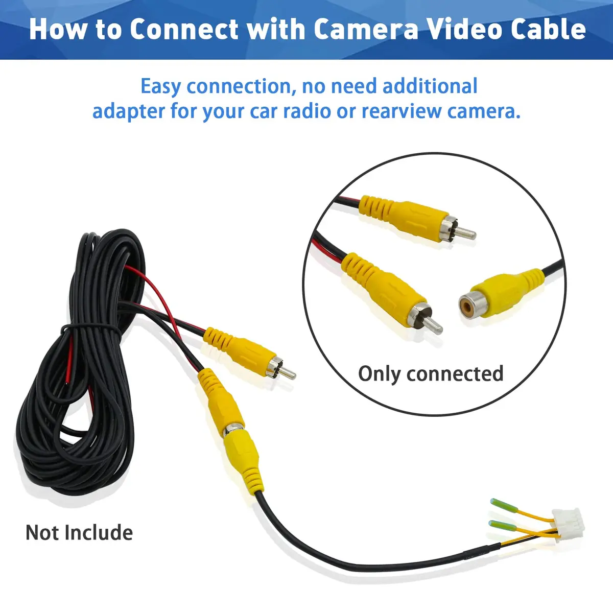 Fiegromech 10Pin Android Car Stereo RCA Plug Harness 18.5 cm (7.28 inches) | Plug and Play Backup Camera Adapter - view 4